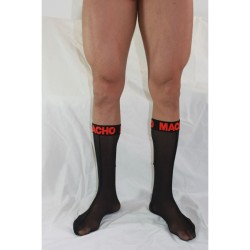 MACHO - CALCETINES FINOS NEGRO-ROJO TALLA ÚNICA