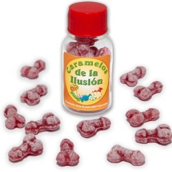 DIABLO PICANTE - 12 CARAMELOS DE LA ILUSIÓN FORMA PENE FRESA-CEREZA