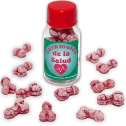 DIABLO PICANTE - 12 CARAMELOS DE LA SALUD FORMA PENE FRESA-CEREZA