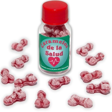 DIABLO PICANTE - 12 CARAMELOS DE LA SALUD FORMA PENE FRESA-CEREZA
