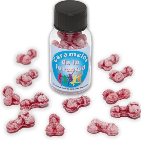 DIABLO PICANTE - 12 CARAMELOS DE LA JUVENTUD FORMA PENE FRESA-CEREZA