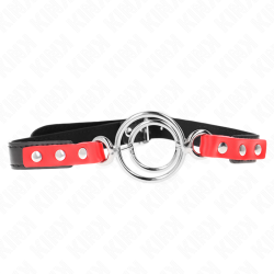 KINK - MORDAZA CON MÚLTIPLES JUNTAS TÓRICAS 4 - 4.8 CM ROJO AJUSTABLE 38 X 56 CM