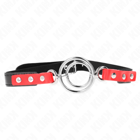 KINK - MORDAZA CON MÚLTIPLES JUNTAS TÓRICAS 4 - 4.8 CM ROJO AJUSTABLE 38 X 56 CM