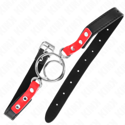 KINK - MORDAZA CON MÚLTIPLES JUNTAS TÓRICAS 4 - 4.8 CM ROJO AJUSTABLE 38 X 56 CM