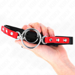 KINK - MORDAZA CON MÚLTIPLES JUNTAS TÓRICAS 4 - 4.8 CM ROJO AJUSTABLE 38 X 56 CM