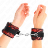 KINK - MUÑEQUERAS CORTAS DE ENCAJE TERCIOPELO Y UNIÓN DE NYLON ROJO-NEGRO 23 X 6.5 CM