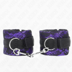 KINK - MUÑEQUERAS CORTAS DE ENCAJE TERCIOPELO Y UNIÓN DE NYLON VIOLETA-NEGRO 23 X 6.5 CM