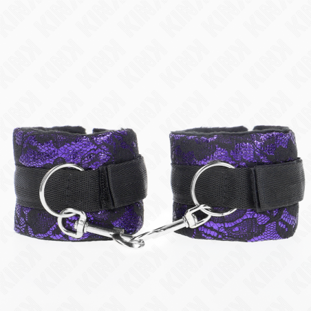 KINK - MUÑEQUERAS CORTAS DE ENCAJE TERCIOPELO Y UNIÓN DE NYLON VIOLETA-NEGRO 23 X 6.5 CM