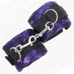 KINK - MUÑEQUERAS CORTAS DE ENCAJE TERCIOPELO Y UNIÓN DE NYLON VIOLETA-NEGRO 23 X 6.5 CM