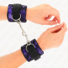 KINK - MUÑEQUERAS CORTAS DE ENCAJE TERCIOPELO Y UNIÓN DE NYLON VIOLETA-NEGRO 23 X 6.5 CM