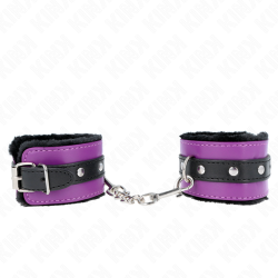 KINK - MUÑEQUERAS FORRADAS PREMIUM NEGRO CON CORREA VIOLETA - NEGRO AJUSTABLE 17-29 CM X 6 CM