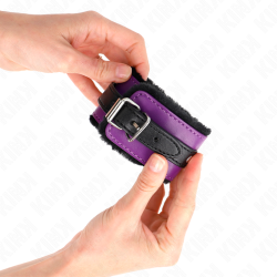 KINK - MUÑEQUERAS FORRADAS PREMIUM NEGRO CON CORREA VIOLETA - NEGRO AJUSTABLE 17-29 CM X 6 CM