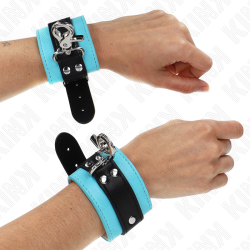 KINK - MUÑEQUERAS CON CIERRE PREMIUM NEGRO - AZUL AJUSTABLE 21-28 CM X 5.5 CM