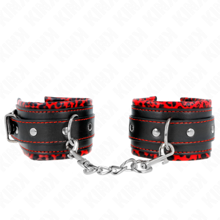 KINK - MUÑEQUERAS FORRADAS ROJO - NEGRO AJUSTABLE 17-29 CM X 6 CM