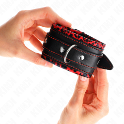 KINK - MUÑEQUERAS FORRADAS ROJO - NEGRO AJUSTABLE 17-29 CM X 6 CM