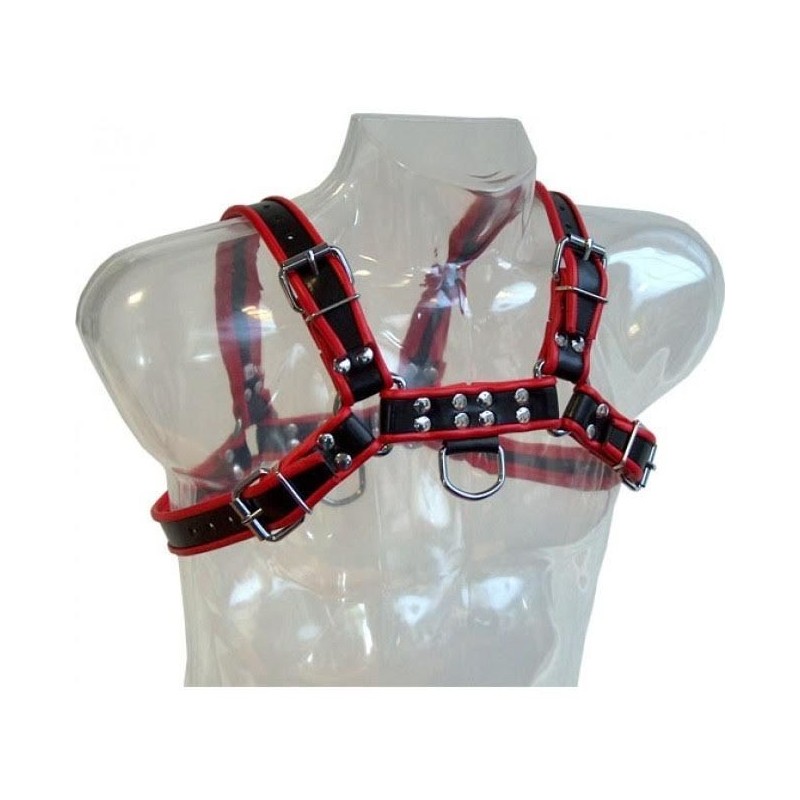 LEATHER BODY - CHAIN HARNESS III BLACK - RED