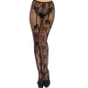 LEG AVENUE - MEDIAS ALTAS CON ABERTURA TRASERA DISEÑO FLORAL TALLA ÚNICA