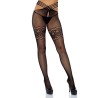 LEG AVENUE - MEDIAS DE RED CON ABERTURA Y ENCAJES EN MUSLO TALLA ÚNICA