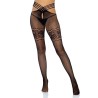 LEG AVENUE - MEDIAS DE RED CON ABERTURA Y ENCAJES EN MUSLO TALLA ÚNICA
