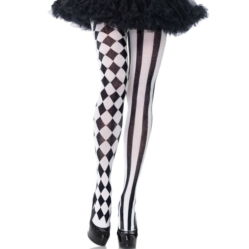 LEG AVENUE - MEDIAS ARLEQUIN NEGRO-BLANCO