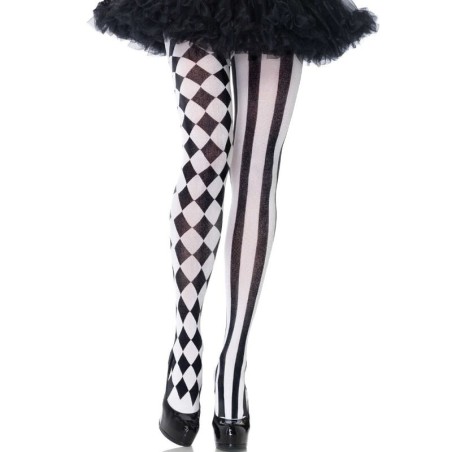LEG AVENUE - MEDIAS ARLEQUIN NEGRO-BLANCO