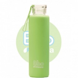 BOTELLA BBO VERDE BOROSILICATO CON SILICONA 550 ml.  IRISANA