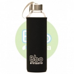BOTELLA BBO NEGRO BOROSILICATO CON NEOPRENO 550 ml.  IRISANA