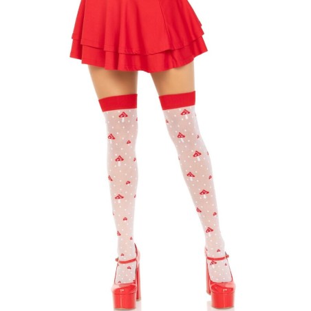 LEG AVENUE - CALCETINES ALTOS CHAMPIÑONES ROJO-BLANCO