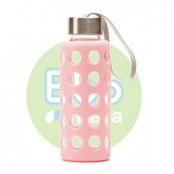 BOTELLA BBO ROSA BOROSILICATO CON SILICONA 300 ml.  IRISANA