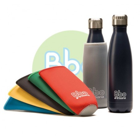 BOTELLA BBO TERMO ACERO INOXIDABLE 500ML AZUL y  FUNDA IRISANA