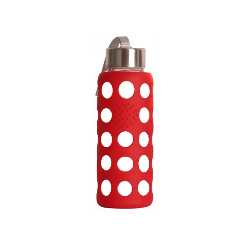 BOTELLA BBO ROJA BOROSILICATO CON SILICONA 300 ml.  IRISANA