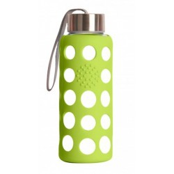 BOTELLA BBO VERDE BOROSILICATO CON SILICONA 300 ml.  IRISANA