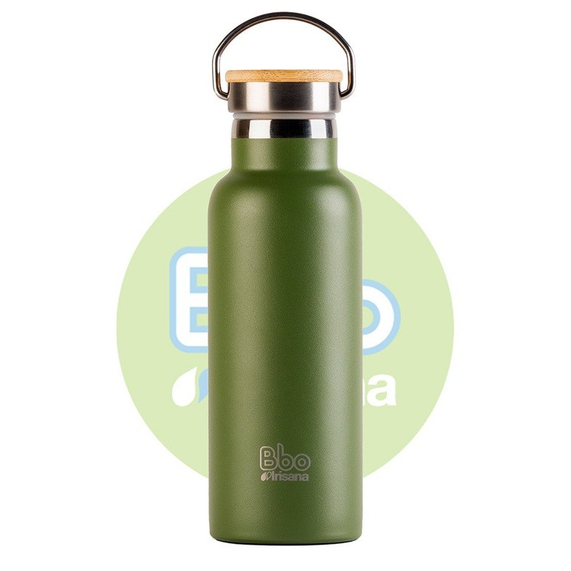 BOTELLA BBO TERMO CON TAPON BAMBU 500ML VERDE