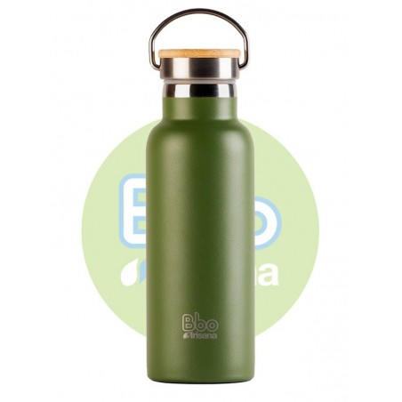 BOTELLA BBO TERMO CON TAPON BAMBU 500ML VERDE