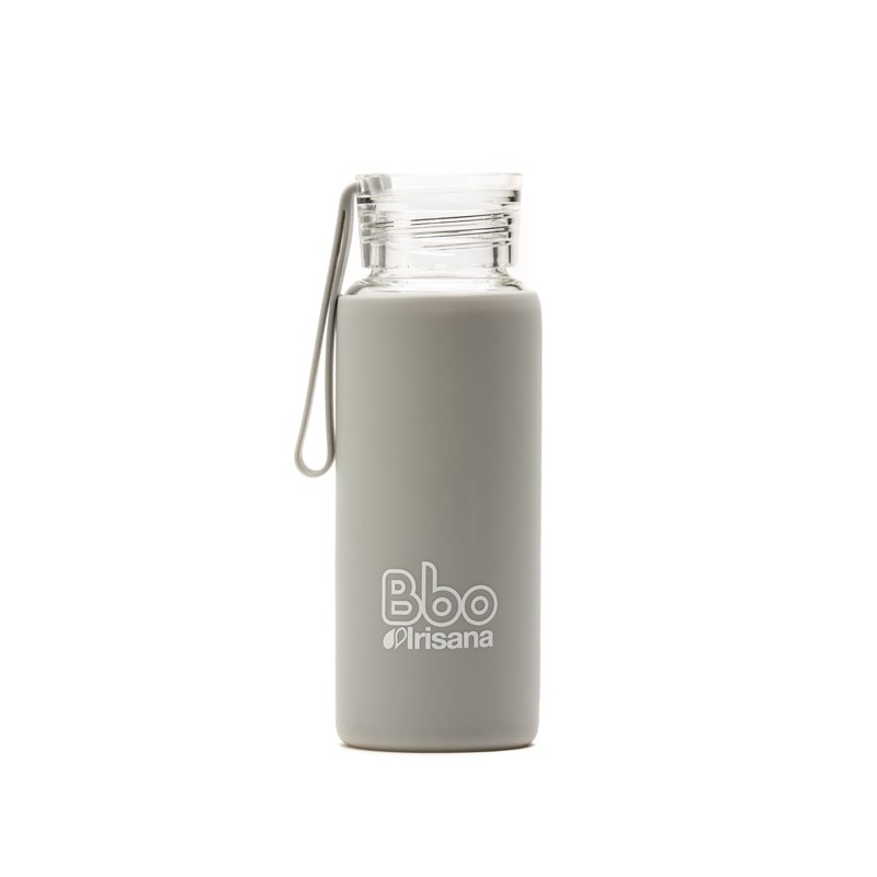 BOTELLA BBO GRIS BOROSILICATO CON SILICONA 330 ml. IRISANA