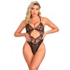 SUBBLIME - 955212 BODY TRANSPARENTE CON ENCAJE HUECO NEGRO S-M