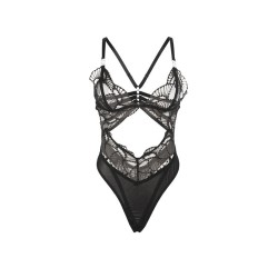 SUBBLIME - 955212 BODY TRANSPARENTE CON ENCAJE HUECO NEGRO S-M