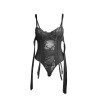 SUBBLIME - 955502 BODY DE ENCAJE CON LAZOS Y LIGAS NEGRO L-XL