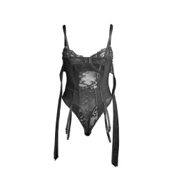 SUBBLIME - 955502 BODY DE ENCAJE CON LAZOS Y LIGAS NEGRO L-XL