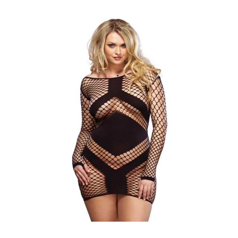 LEG AVENUE - MINI VESTIDO RED SEXY NEGRO TALLA GRANDE 1X-2X