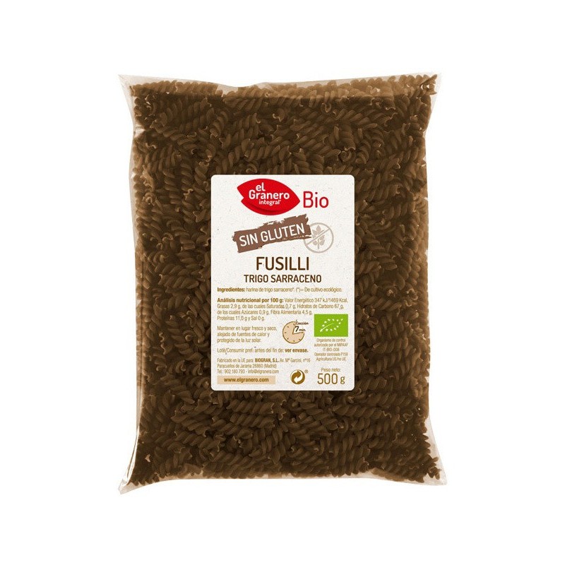 FUSILLI DE TRIGO SARRACENO SIN GLUTEN BIO 500 g