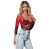 SUBBLIME - 952259 VESTIDO DE REJILLA ELÁSTICO MANGA LARGA DEGRADADO ROJO Y NEGRO TALLA ÚNICA