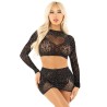 LEG AVENUE - TOP FALDA DE REJILLA CON BRILLANTES NEGRO