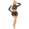 LEG AVENUE - TOP FALDA DE REJILLA CON BRILLANTES NEGRO