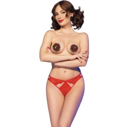 CHILIROSE - CR 4839 SET NAVIDEÑO PEZONERAS PANTIES ROJO L-XL