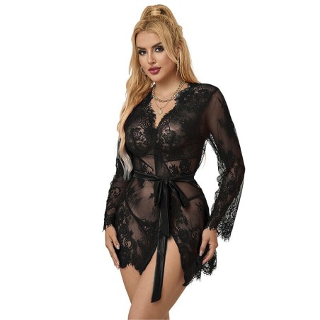 SUBBLIME - 953751 CAMISÓN DE ENCAJE TANGA NEGRO S-M