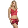 SUBBLIME - 953898 SET 3 PIEZAS ENCAJE Y SATEN ROJO S-M
