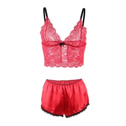 SUBBLIME - 953904 SET 3 PIEZAS ENCAJE Y SATEN ROJO L-XL