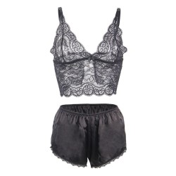 SUBBLIME - 953928 SET 3 PIEZAS ENCAJE Y SATEN NEGRO L-XL