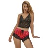 SUBBLIME - 953959 PIJAMA SEXY SATEN Y ENCAJE NEGRO-ROJO S-M